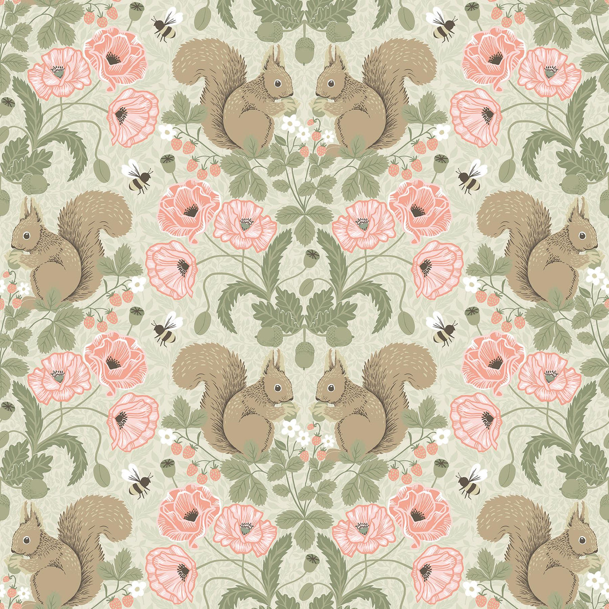 A-Street Prints Kurre Pink Woodland Damask Taupe Pink Wallpaper