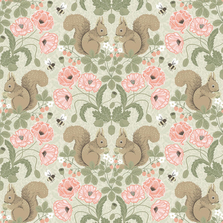 A-Street Prints Kurre Pink Woodland Damask Taupe Pink Wallpaper