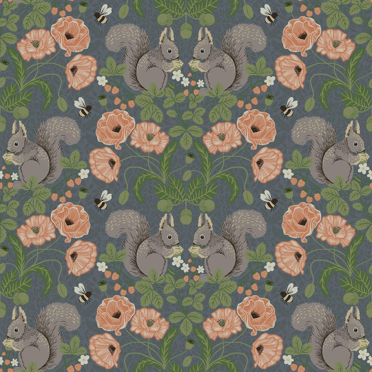 A-Street Prints Kurre Blue Woodland Damask Wallpaper