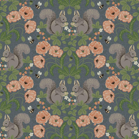 A-Street Prints Kurre Blue Woodland Damask Wallpaper