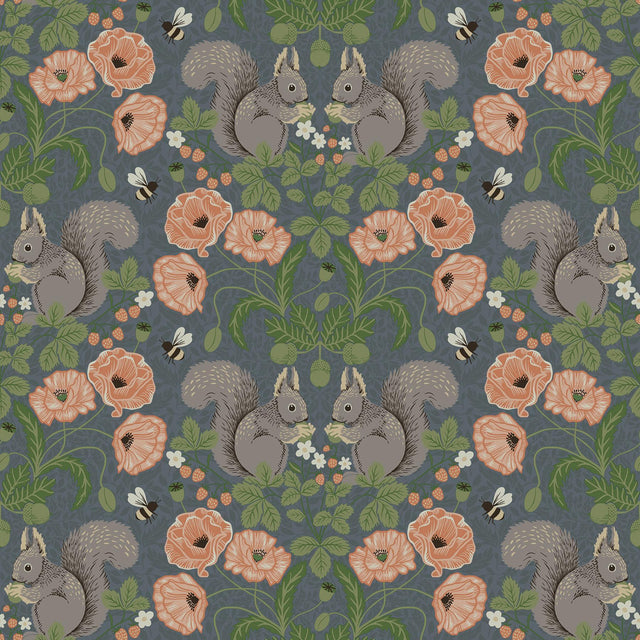 A-Street Prints Kurre Blue Woodland Damask Wallpaper