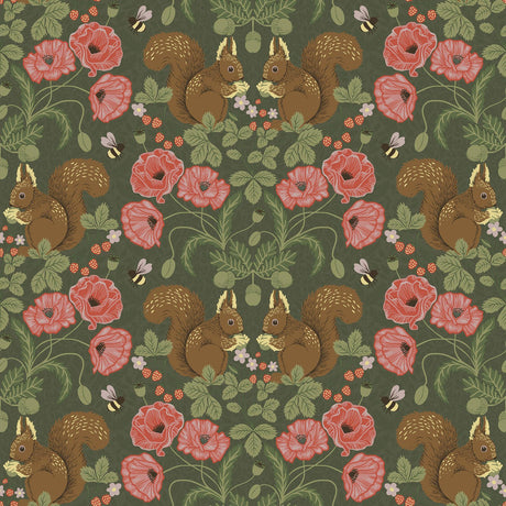 A-Street Prints Kurre Dark Green Woodland Damask Wallpaper