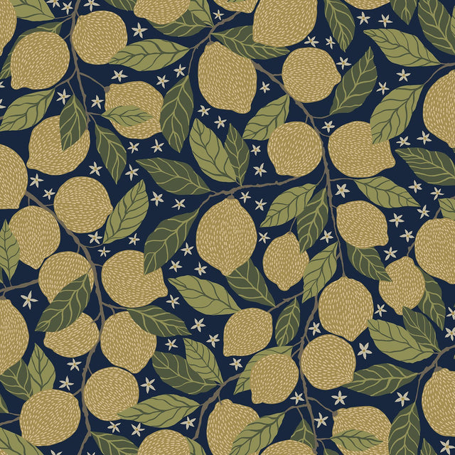 A-Street Prints Lemona Navy Fruit Tree Wallpaper