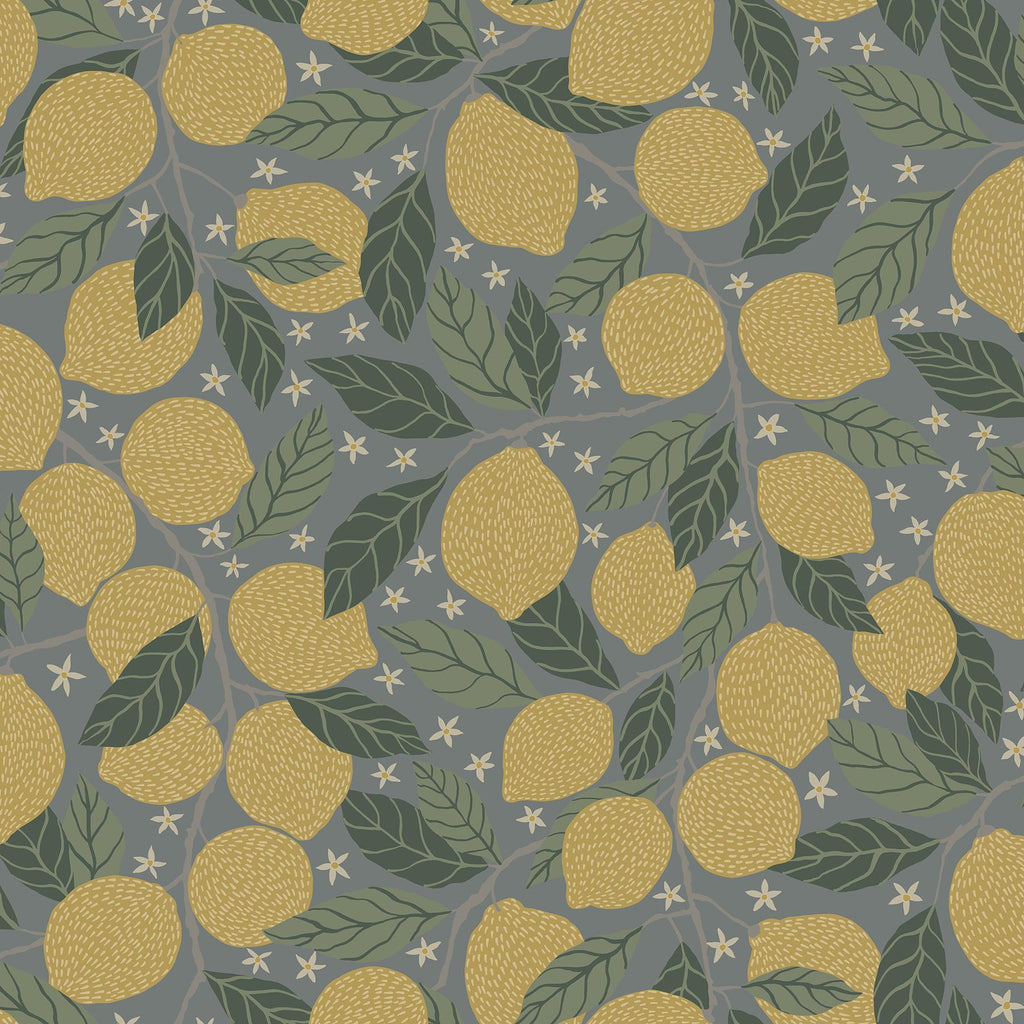 A-Street Prints Lemona Blue Fruit Tree Wallpaper