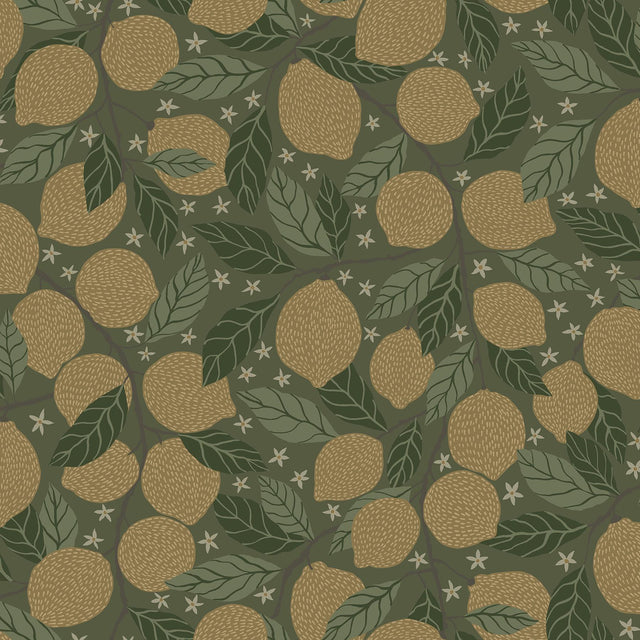 A-Street Prints Lemona Green Fruit Tree Wallpaper