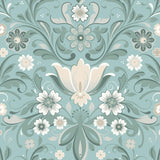 A-Street Prints Ostanskar Turquoise Retro Floral Wallpaper