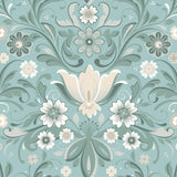 A-Street Prints Ostanskar Retro Floral Turquoise Wallpaper