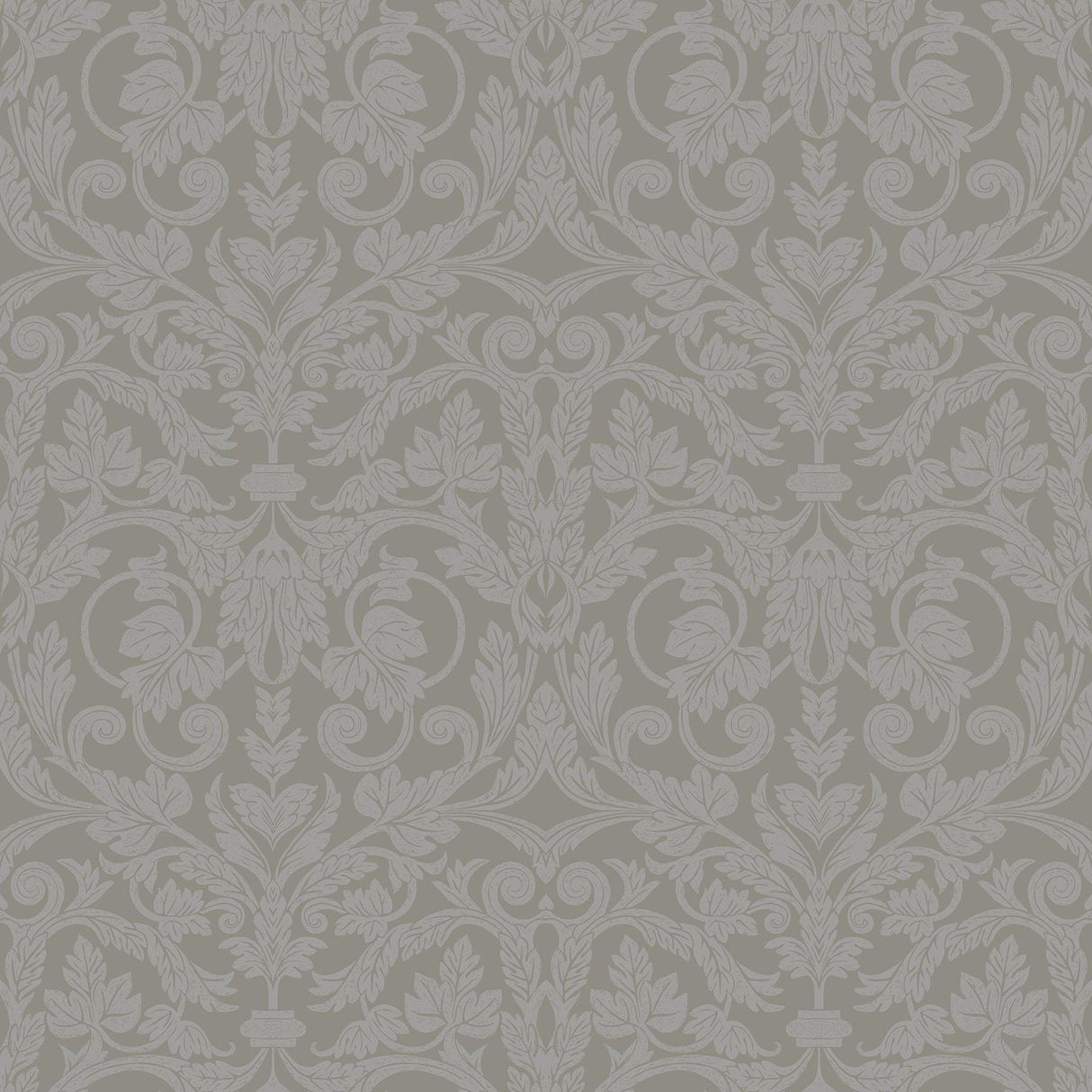 A-Street Prints Rosali Grey Scroll Damask Wallpaper