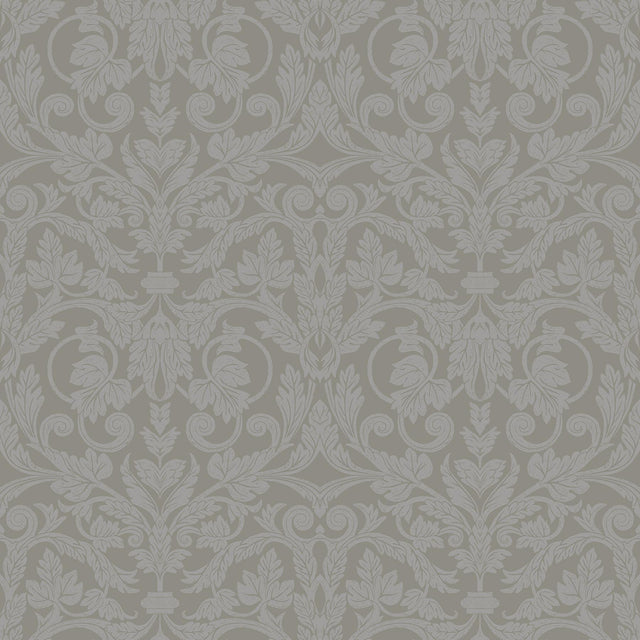 A-Street Prints Rosali Grey Scroll Damask Wallpaper