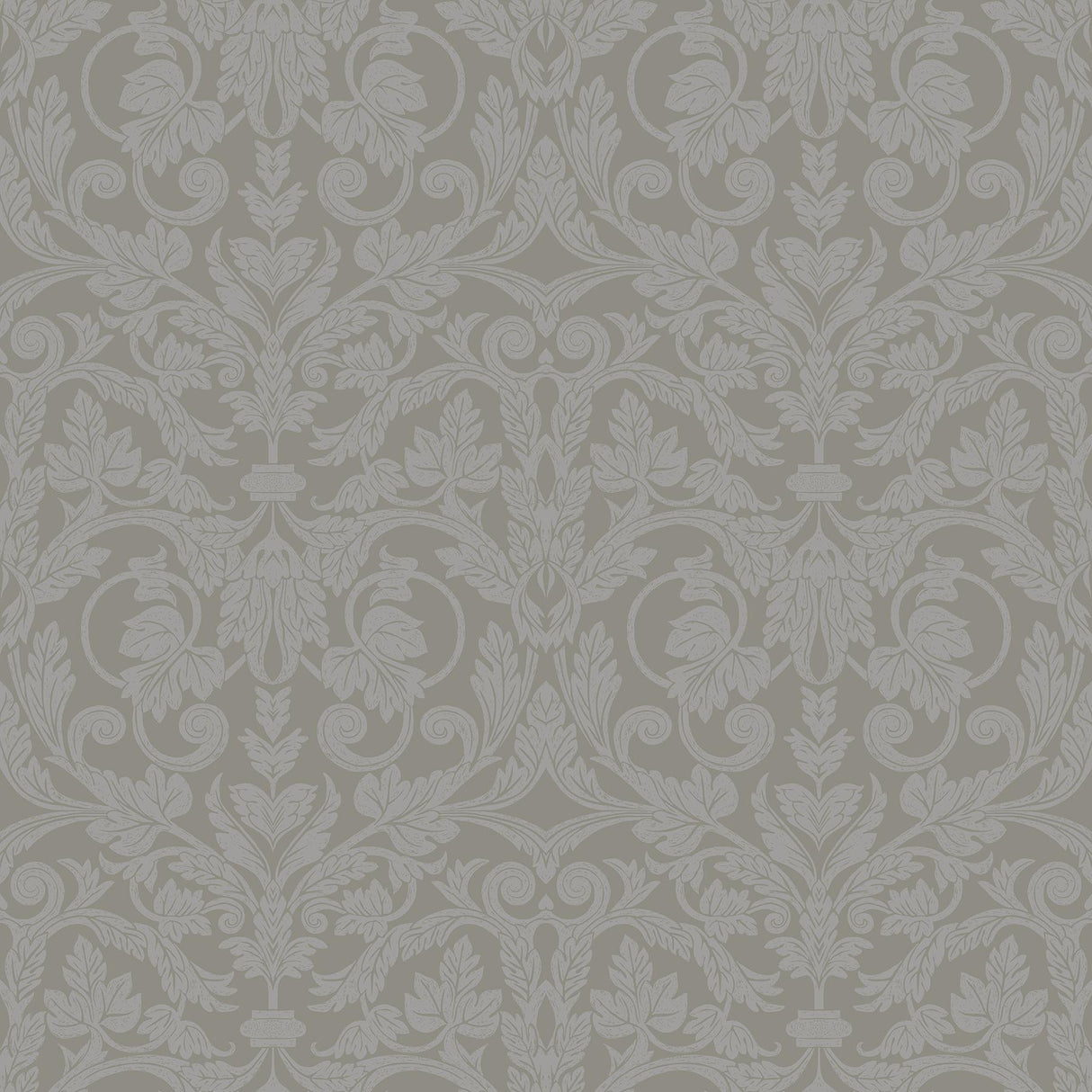 A-Street Prints Rosali Scroll Damask Grey Wallpaper