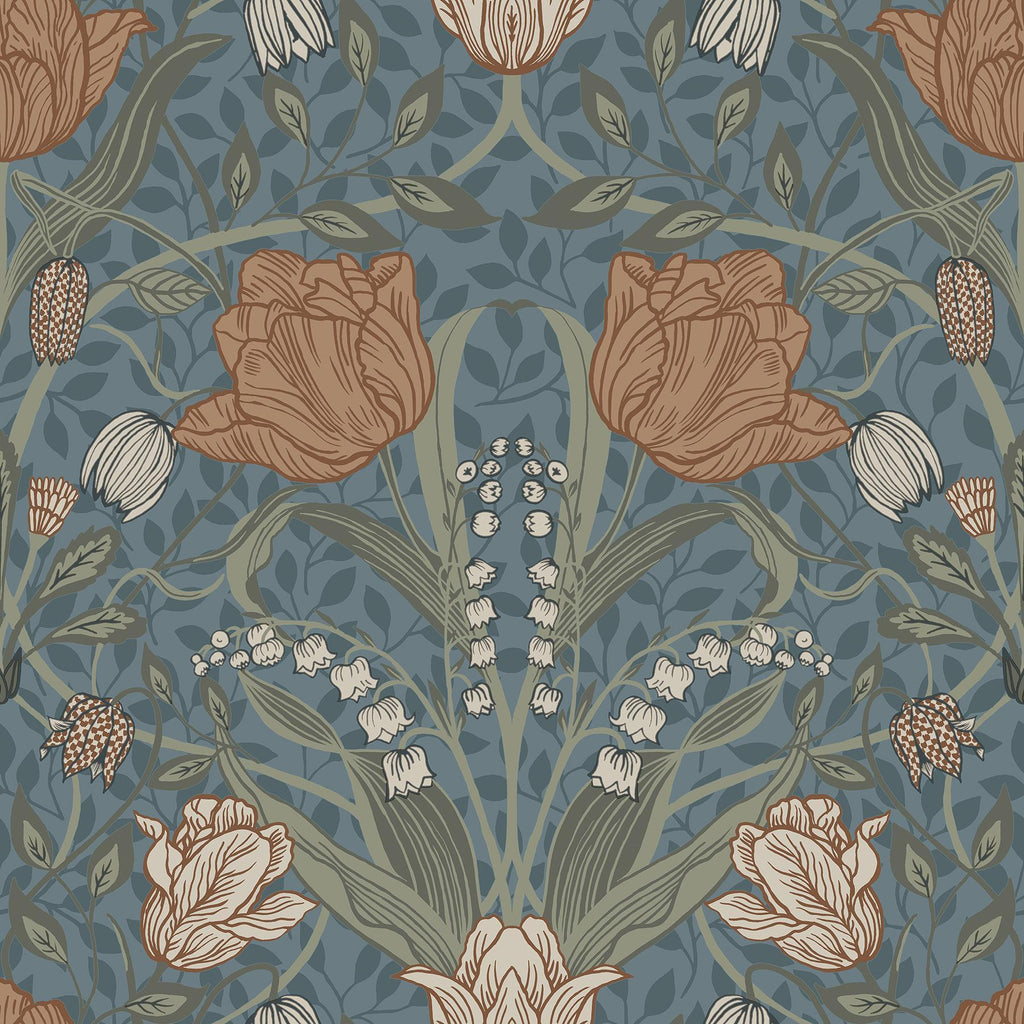 A-Street Prints Filippa Blue Tulip Wallpaper