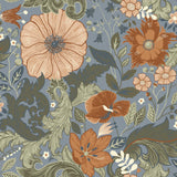 A-Street Prints Victoria Floral Nouveau Blue Wallpaper
