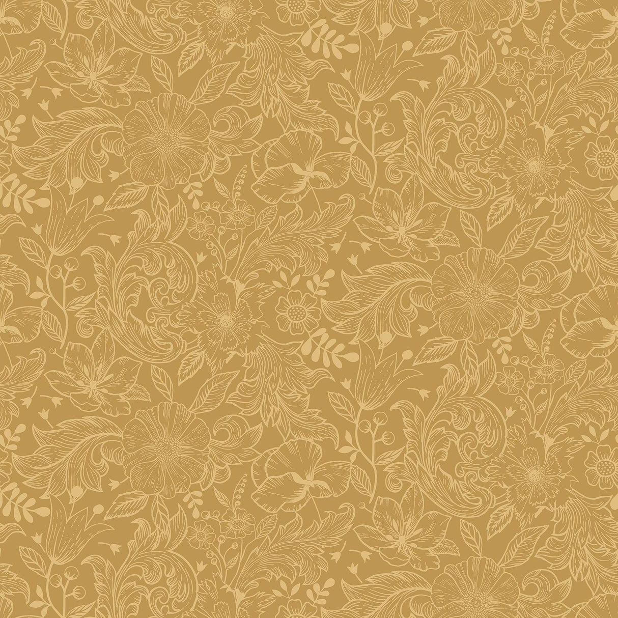 A-Street Prints Wilma Yellow Floral Block Print Wallpaper