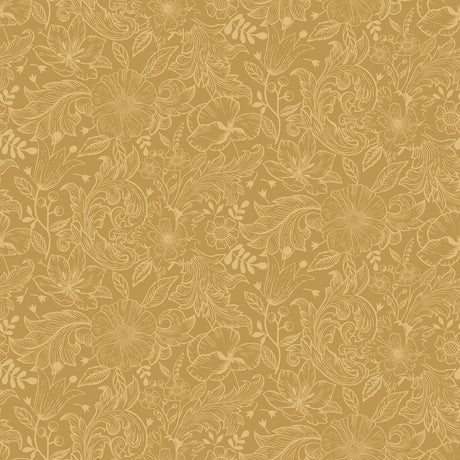 A-Street Prints Wilma Yellow Floral Block Print Wallpaper