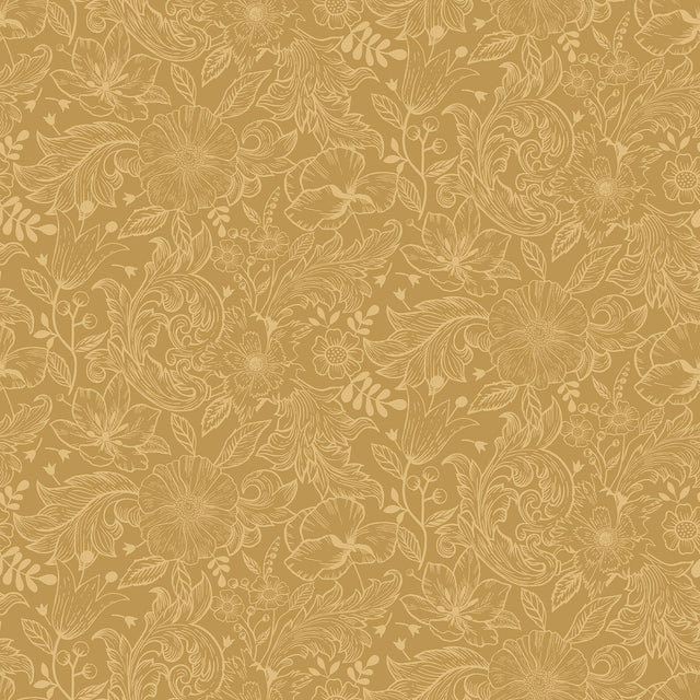 A-Street Prints Wilma Yellow Floral Block Print Wallpaper