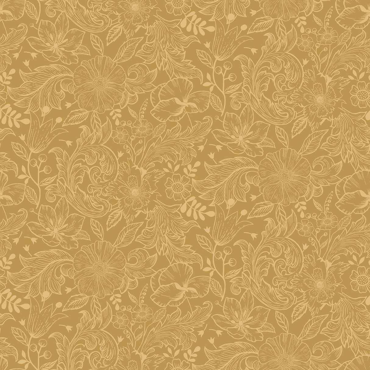 A-Street Prints Wilma Floral Block Print Yellow Wallpaper