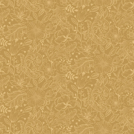 A-Street Prints Wilma Floral Block Print Yellow Wallpaper