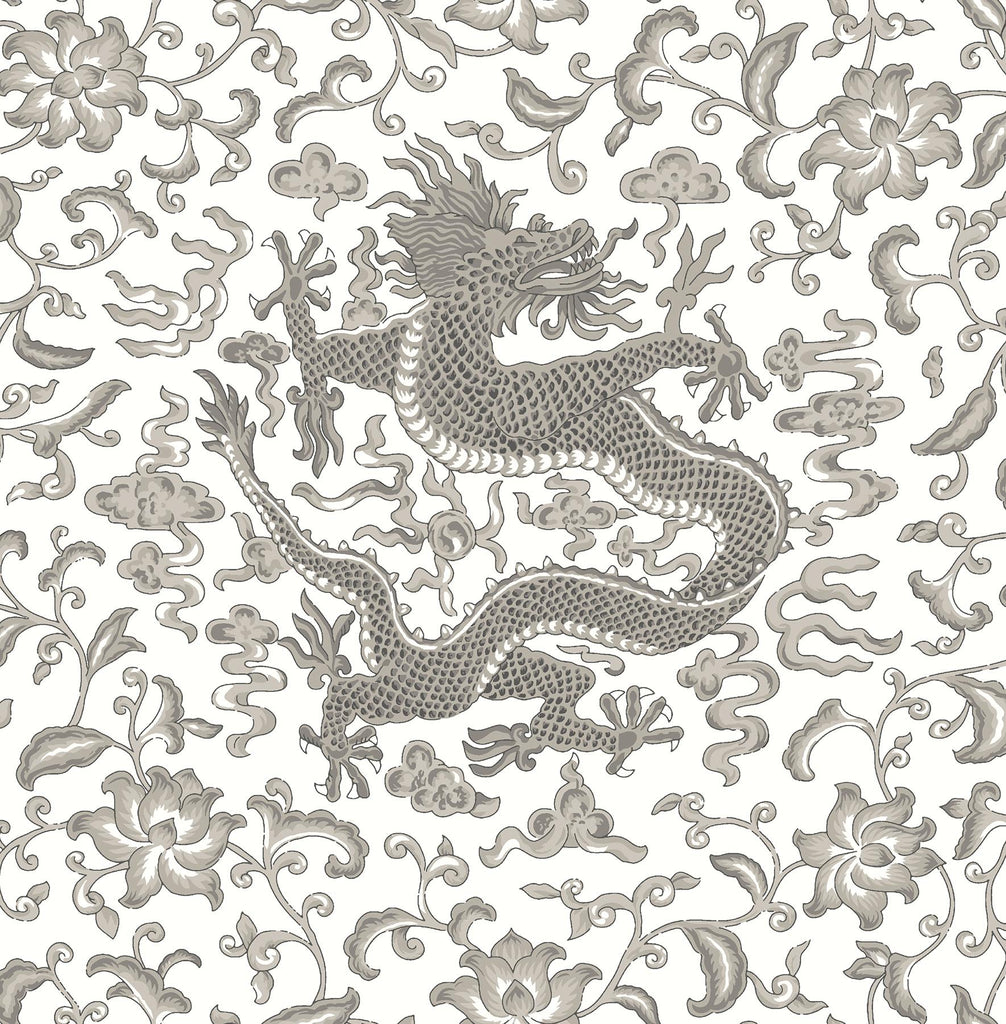 Brewster Home Fashions Chi'en Dragon Scalamandre Self Adhesive Grey Wallpaper