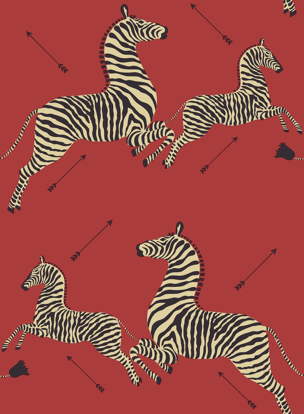 Brewster Home Fashions Masai Red Zebra Safari Scalamandre Self Adhesive Wallpaper