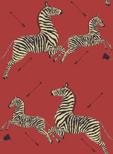 Brewster Home Fashions Masai Red Zebra Safari Scalamandre Self Adhesive Wallpaper