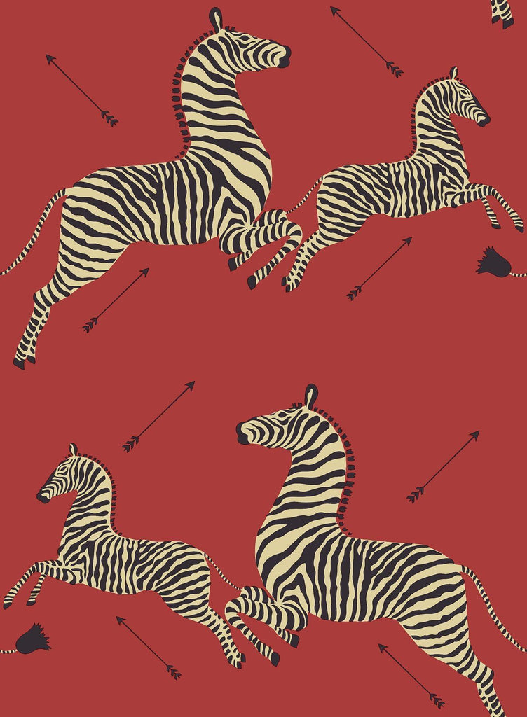 Brewster Home Fashions Masai Red Zebra Safari Scalamandre Self Adhesive Wallpaper