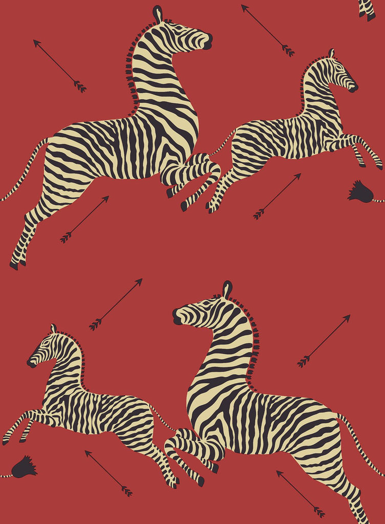 Brewster Home Fashions Zebra Safari Scalamandre Self Adhesive Masai Red Wallpaper