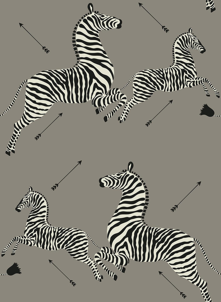 Brewster Home Fashions Zebra Safari Scalamandre Self Adhesive Grey Wallpaper