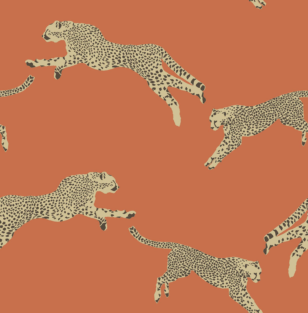 Brewster Home Fashions Leaping Cheetah Peel & Stick Clementine Wallpaper