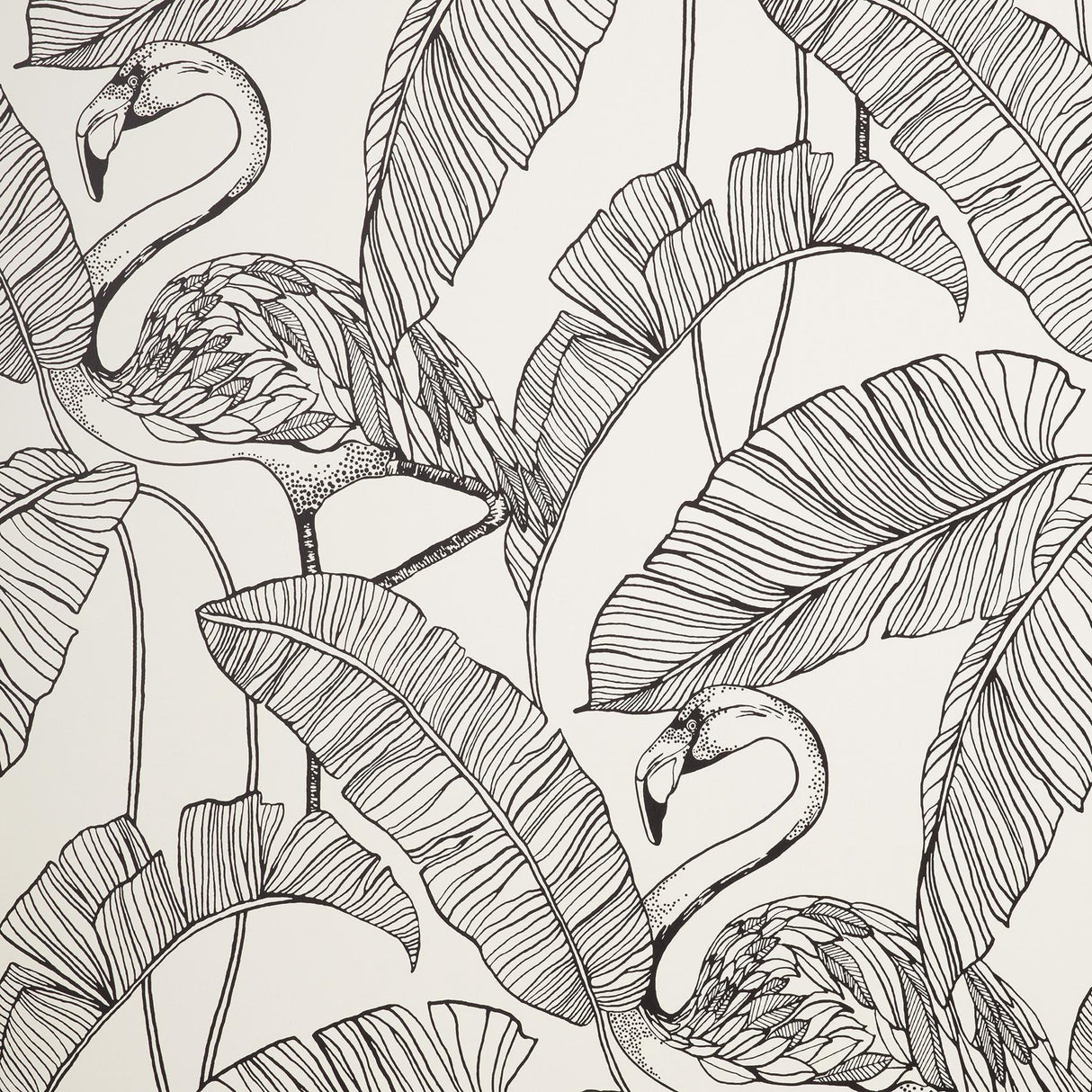Brewster Home Fashions Mulholland White Flamingo Wallpaper