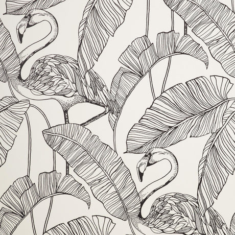 Brewster Home Fashions Mulholland White Flamingo Wallpaper