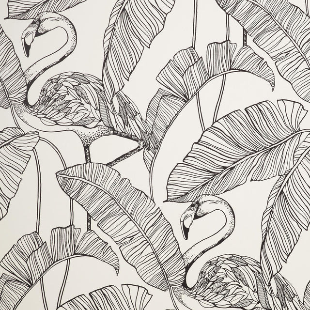 Brewster Home Fashions Mulholland White Flamingo Wallpaper