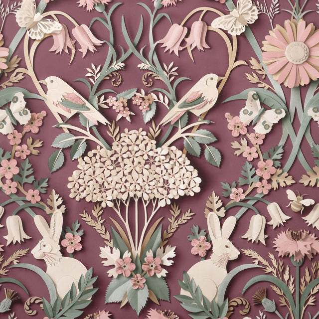 Brewster Home Fashions Fae Plum Woodland Wallpaper