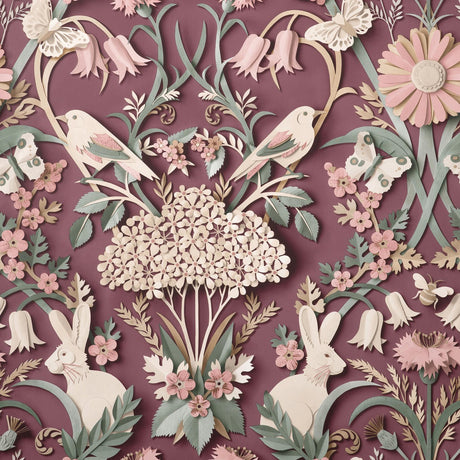 Brewster Home Fashions Fae Woodland Plum Wallpaper