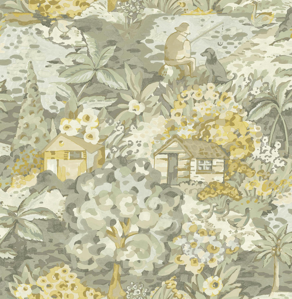 Brewster Home Fashions le Forestier Peel & Stick Yellow Grey Wallpaper