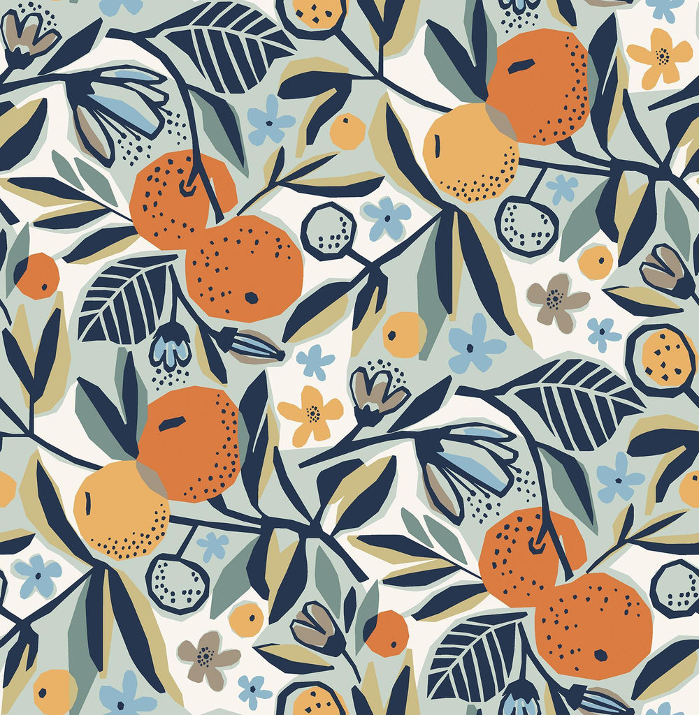Brewster Home Fashions Navy Clementine Garden Peel & Stick Wallpaper