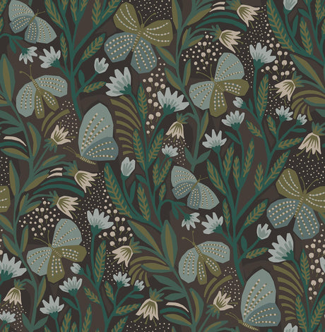 Brewster Home Fashions Chocolate Papillon Flutter Peel & Stick Wallpaper