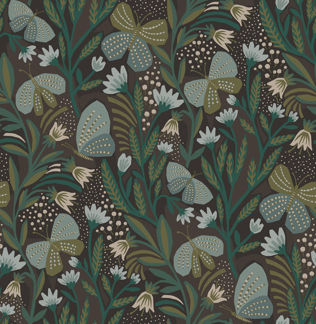Brewster Home Fashions Chocolate Papillon Flutter Peel & Stick Wallpaper