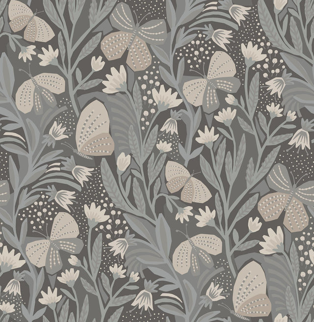 Brewster Home Fashions Blue Grey Papillon Flutter Peel & Stick Wallpaper