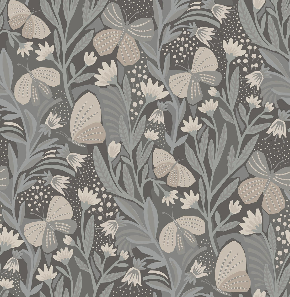 Brewster Home Fashions Papillon Flutter Peel & Stick Blue Grey Wallpaper