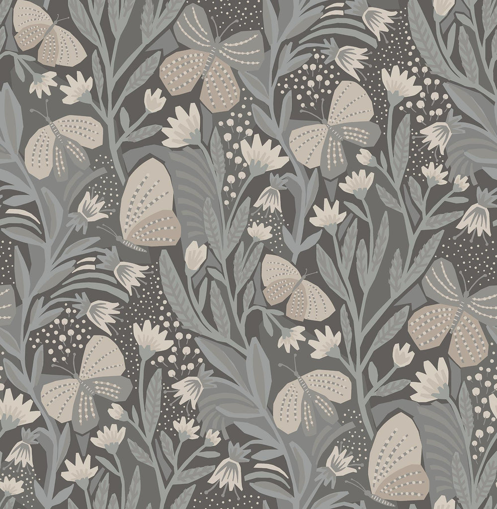 Brewster Home Fashions Papillon Flutter Peel & Stick Blue Grey Wallpaper