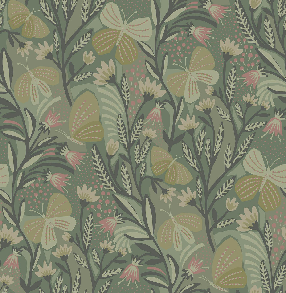Brewster Home Fashions Sage Papillon Flutter Peel & Stick Wallpaper