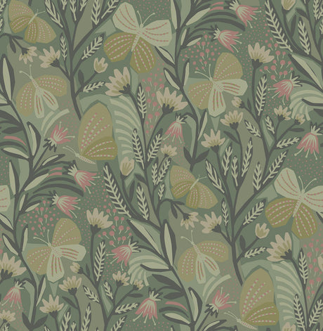 Brewster Home Fashions Sage Papillon Flutter Peel & Stick Wallpaper