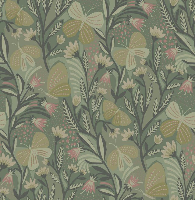 Brewster Home Fashions Sage Papillon Flutter Peel & Stick Wallpaper