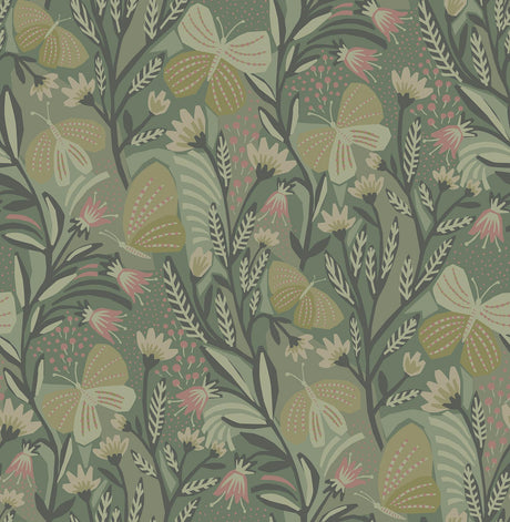 Brewster Home Fashions Papillon Flutter Peel & Stick Sage Wallpaper