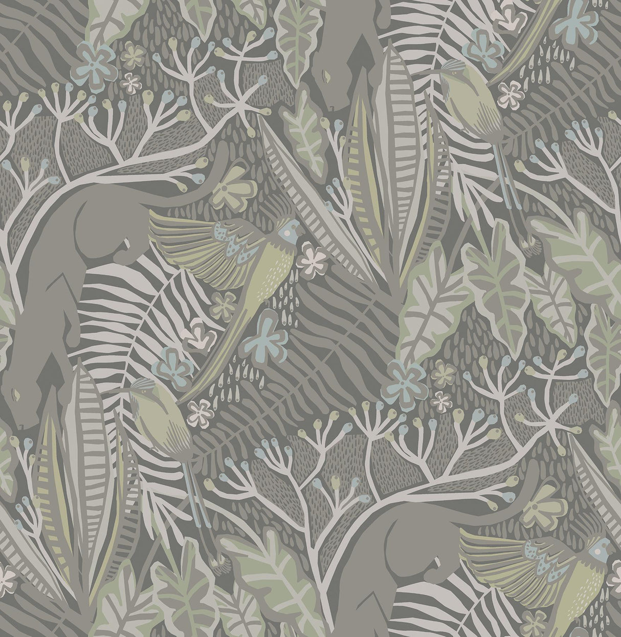 Brewster Home Fashions Poise Peel & Stick Grey Mint Wallpaper