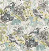 Brewster Home Fashions Grey Aqua Jaybird Peel & Stick Wallpaper