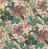 Brewster Home Fashions Jaybird Peel & Stick Teal Pink Wallpaper