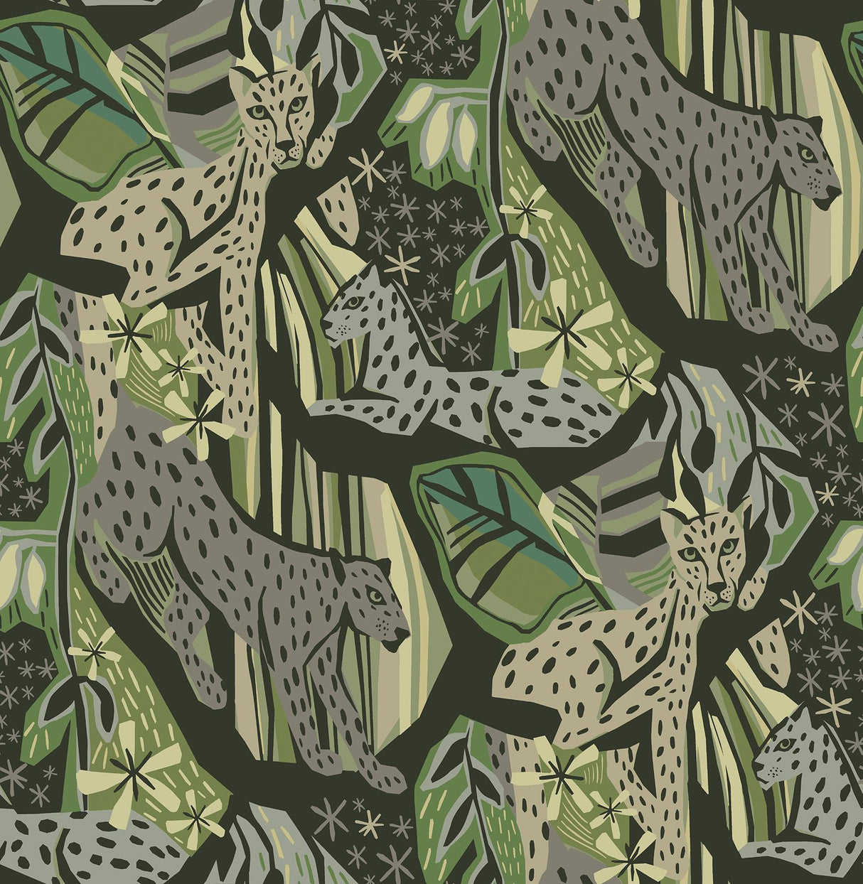 Brewster Home Fashions Cat Nap Peel & Stick Greens Wallpaper