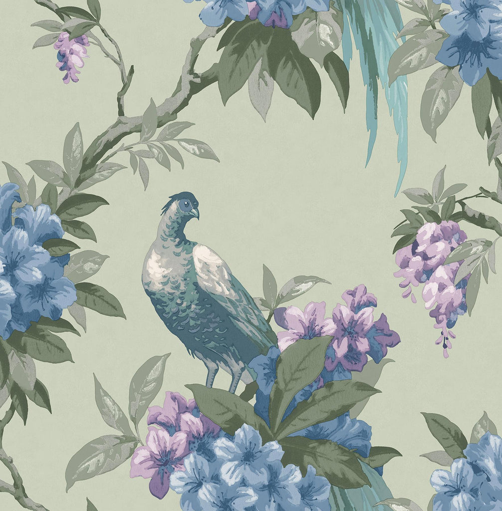 Brewster Home Fashions Golden Pheasant Floral Sage Wallpaper