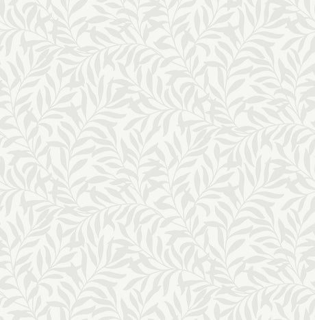 Brewster Home Fashions Salix Silver Leaf Grey/White Wallpaper